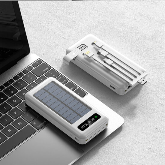 Ultra-Slim 20000mAh Solar Outdoor Power Bank with Built-in Cables