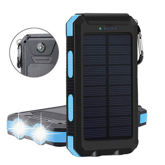 Waterproof 20000mAh Solar Power Bank with Compass for Outdoor Camping